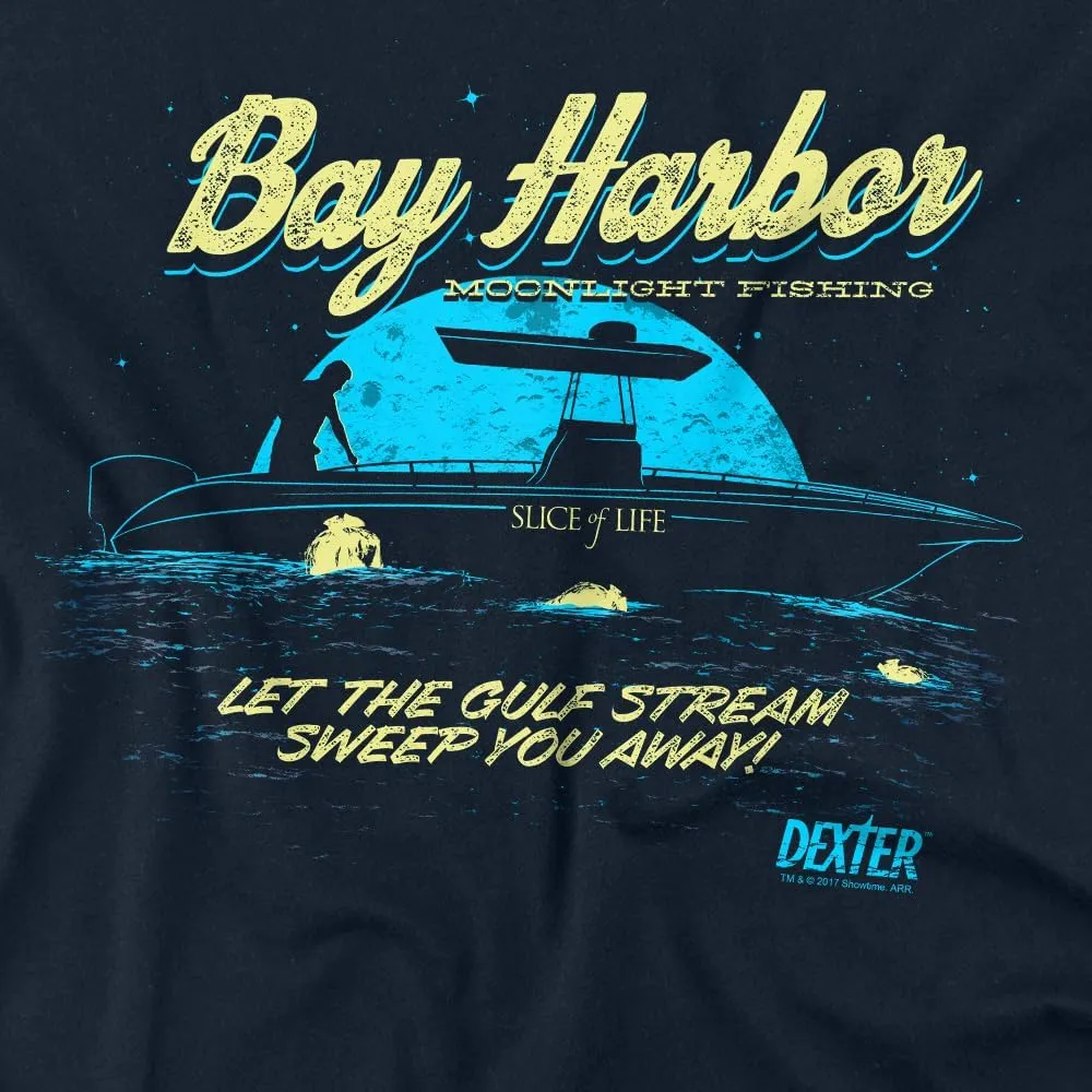 Popfunk Classic Dexter Bay Harbour Moonlight Fishing T Shirt & Stickers