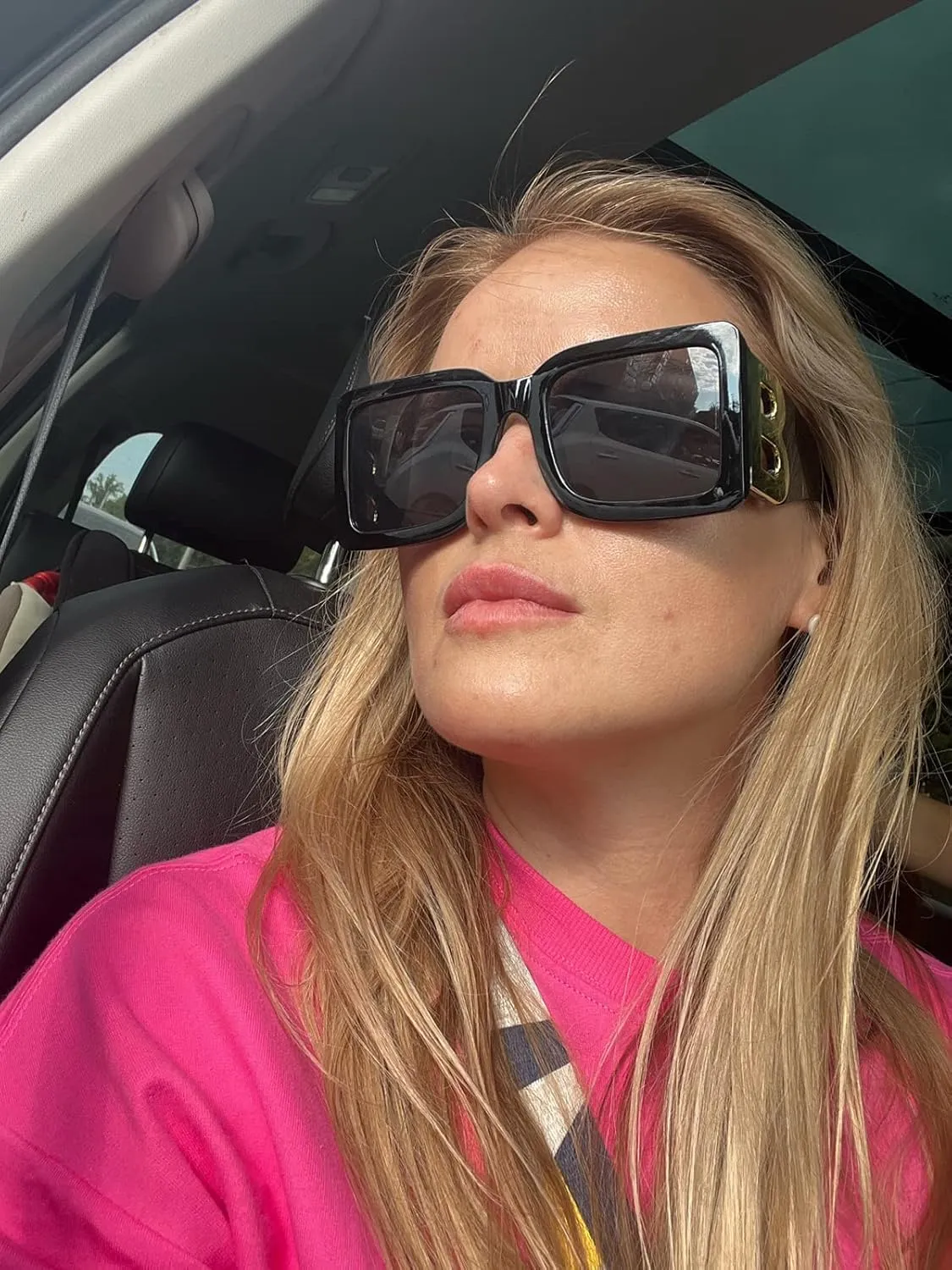 PORADAY Fashion Large Square Sunglasses for Women Men Trendy Black Thick Frame Luxury Designer Sun Glasses Modern Big Frame