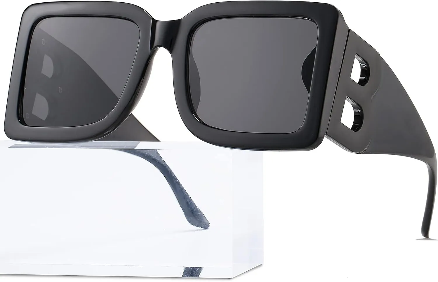 PORADAY Fashion Large Square Sunglasses for Women Men Trendy Black Thick Frame Luxury Designer Sun Glasses Modern Big Frame