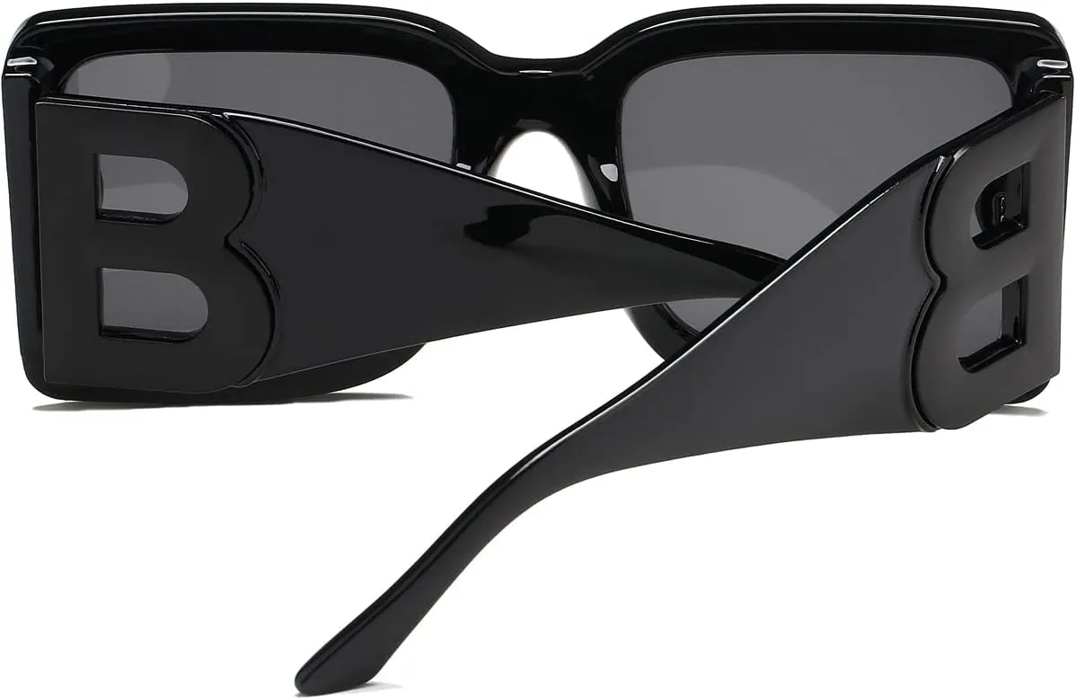 PORADAY Fashion Large Square Sunglasses for Women Men Trendy Black Thick Frame Luxury Designer Sun Glasses Modern Big Frame