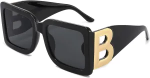 PORADAY Fashion Large Square Sunglasses for Women Men Trendy Black Thick Frame Luxury Designer Sun Glasses Modern Big Frame