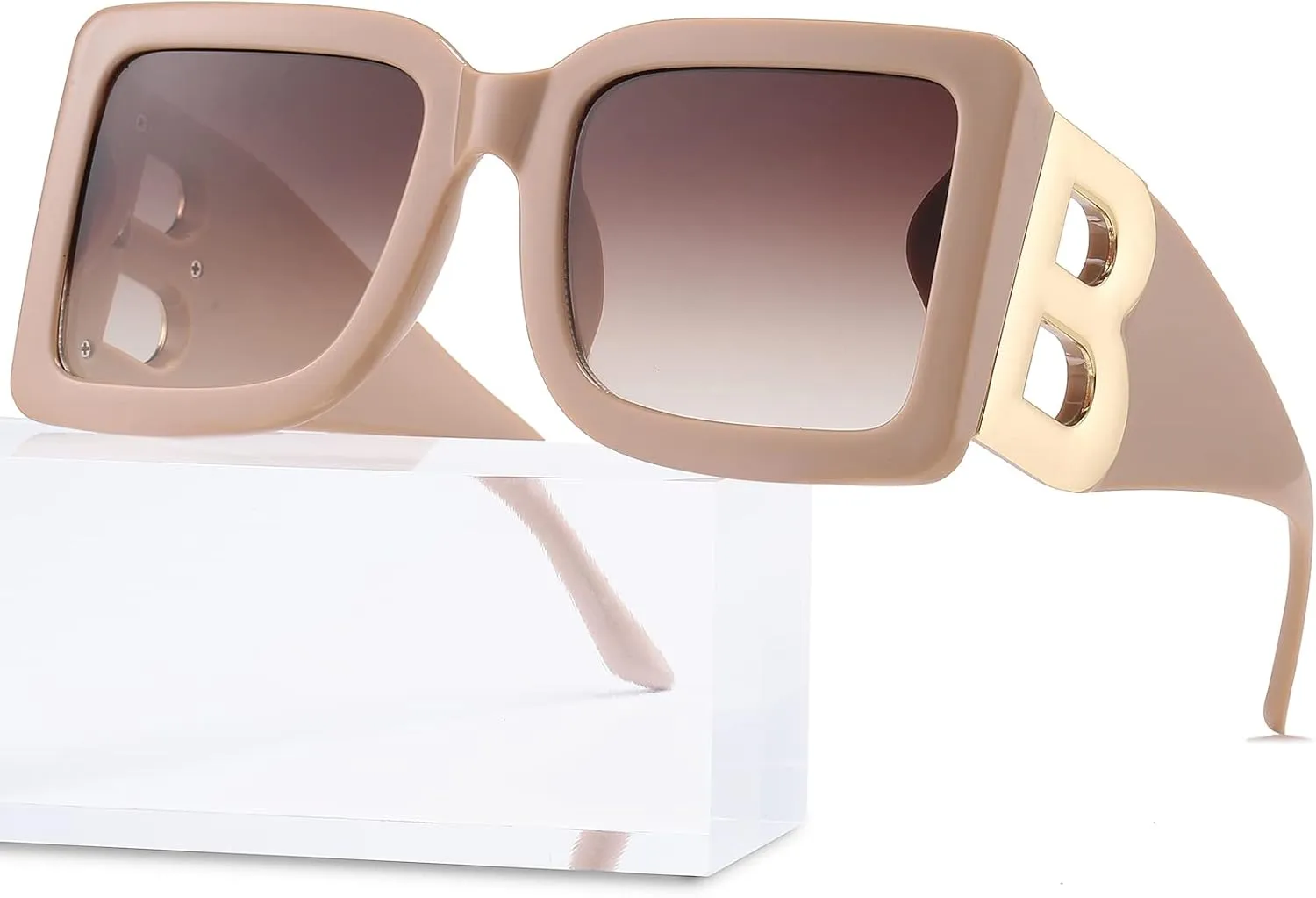 PORADAY Fashion Large Square Sunglasses for Women Men Trendy Black Thick Frame Luxury Designer Sun Glasses Modern Big Frame
