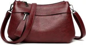 PORRASSO Elegant Crossbody Bag Women Shoulder Bag Handbag Ladies Satchel Messenger Bag for Dating Travel Daily Use Red