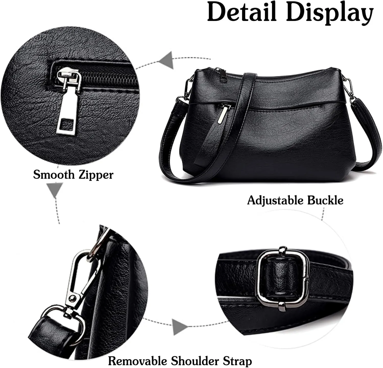 PORRASSO Elegant Crossbody Bag Women Shoulder Bag Handbag Ladies Satchel Messenger Bag for Dating Travel Daily Use Red