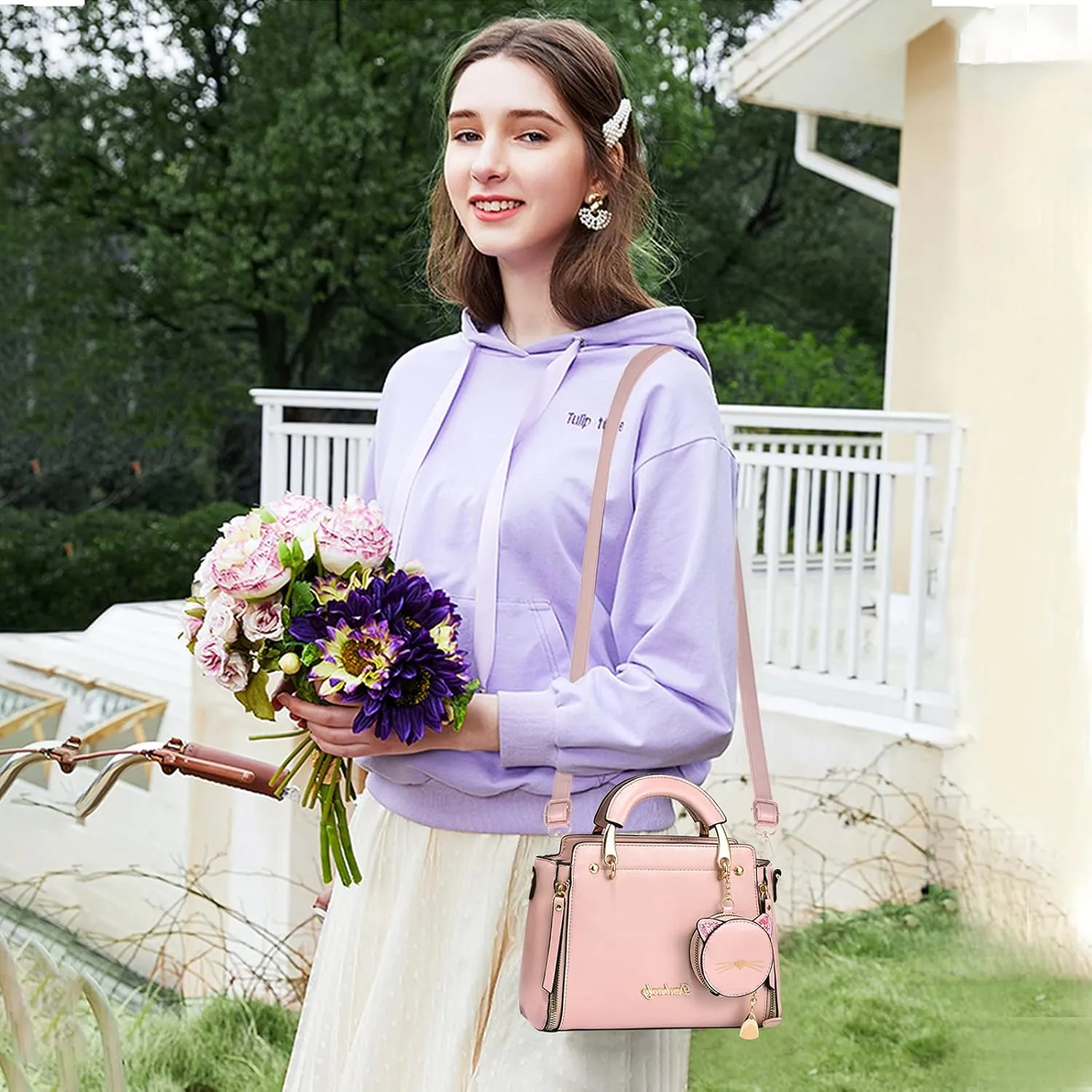 PORRASSO Women Handbag Cute Crossbody Bag Girl Top-Handle Bags Ladies Satchel Shoulder Bag