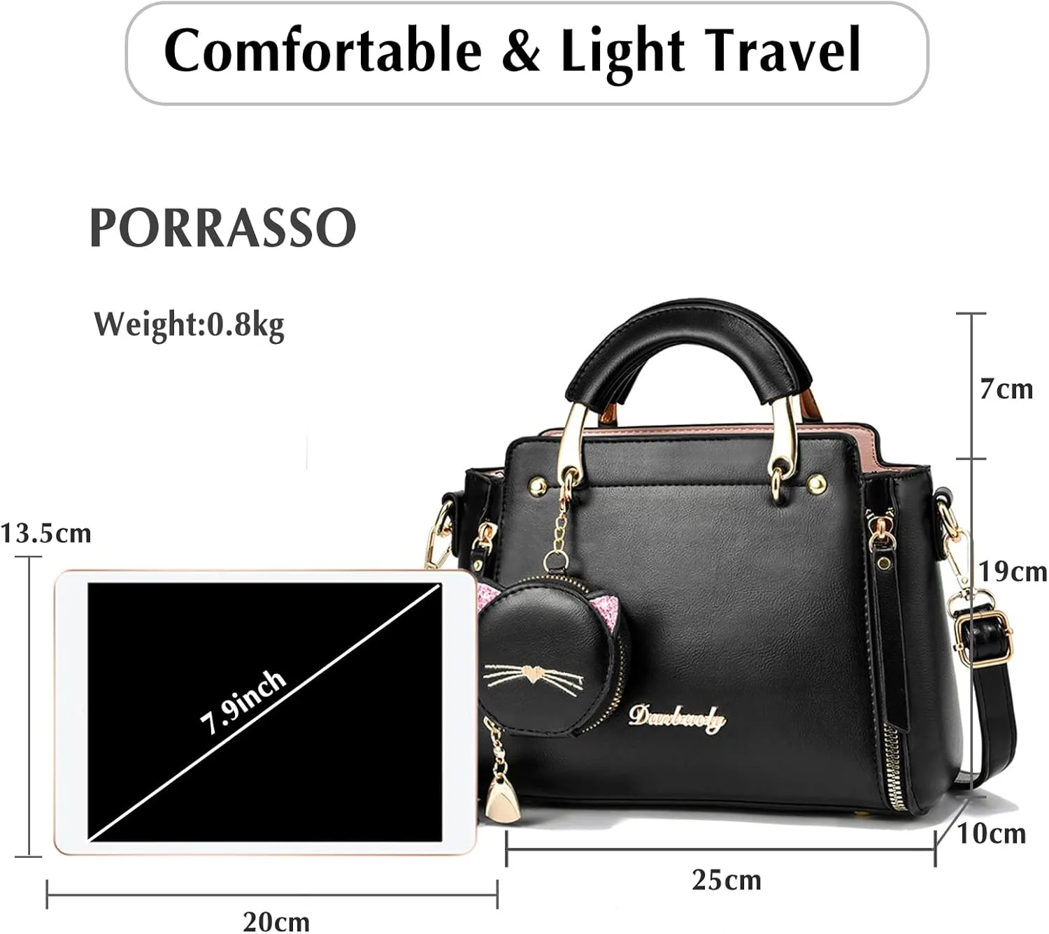 PORRASSO Women Handbag Cute Crossbody Bag Girl Top-Handle Bags Ladies Satchel Shoulder Bag