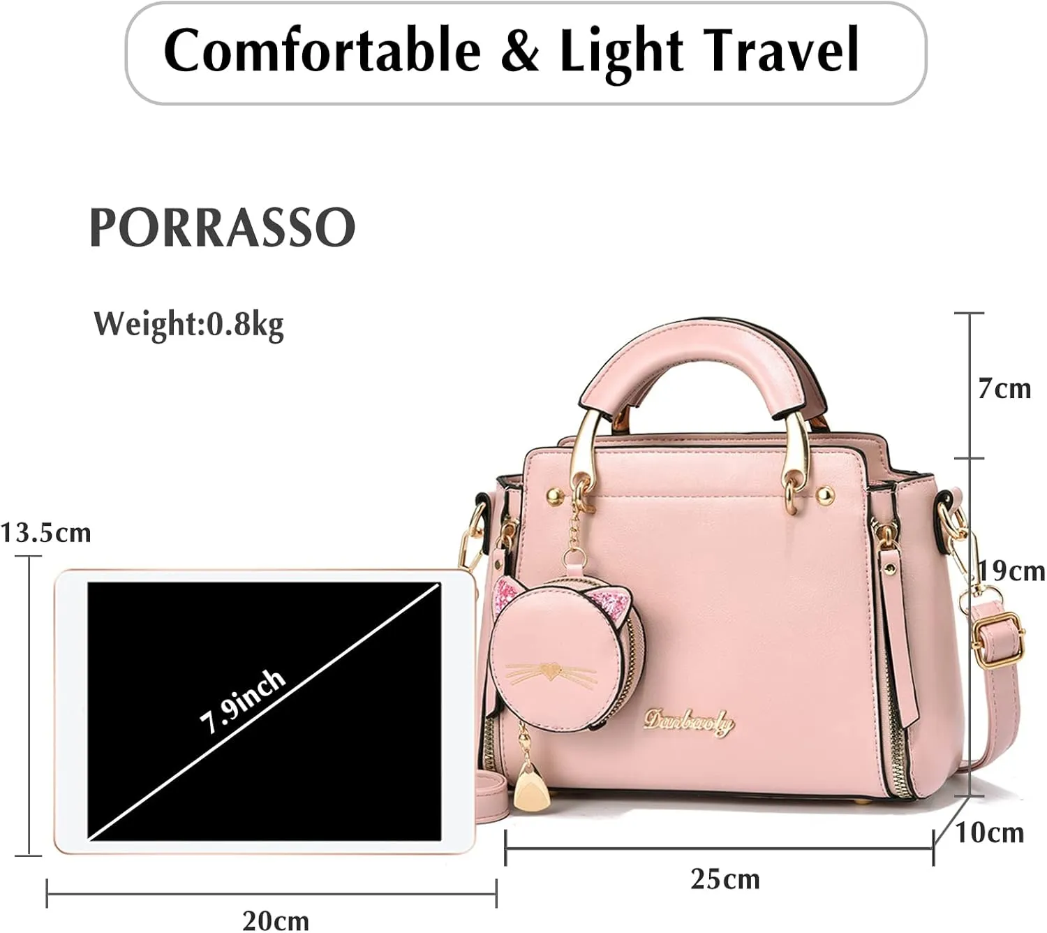 PORRASSO Women Handbag Cute Crossbody Bag Girl Top-Handle Bags Ladies Satchel Shoulder Bag