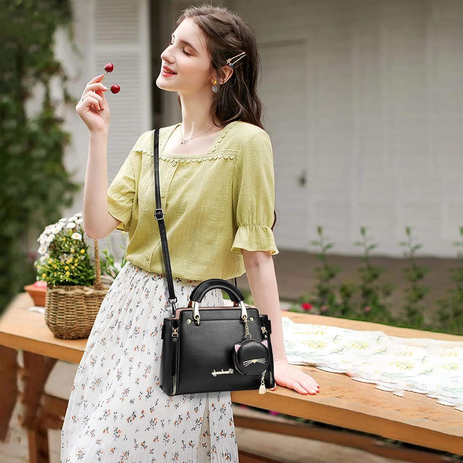 PORRASSO Women Handbag Cute Crossbody Bag Girl Top-Handle Bags Ladies Satchel Shoulder Bag