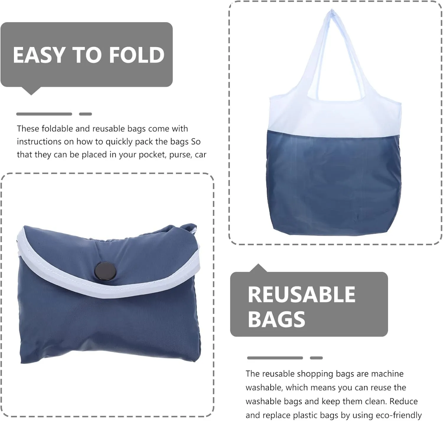 Portable Lightweight Reusable Shopping Pouch Washable Tote Bag for Grocery Beach Daily Use Ripstop