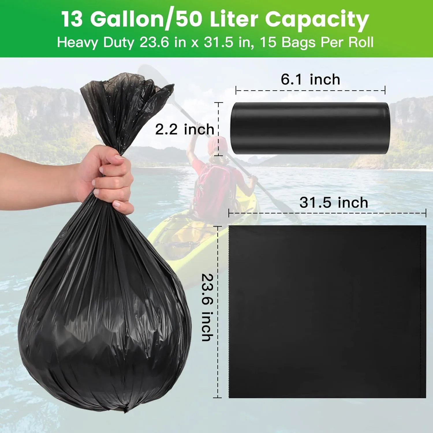 Portable Toilet Bags 60 Count 8 Gallon Trash Bags 30 Liter Biodegradable Garbage Bags Portable Toilet Replacement Bags Compostable Toilet Bags for Camping, Car Travel, Long Road Trips