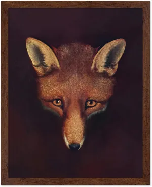 Poster Master Vintage Poster - Retro Animal Print - Gift for Artist, Friend - Renard, Red Fox Hunting, Head - Wall Decor for Living Room, Office, Dorm, 16x20 Brown Framed