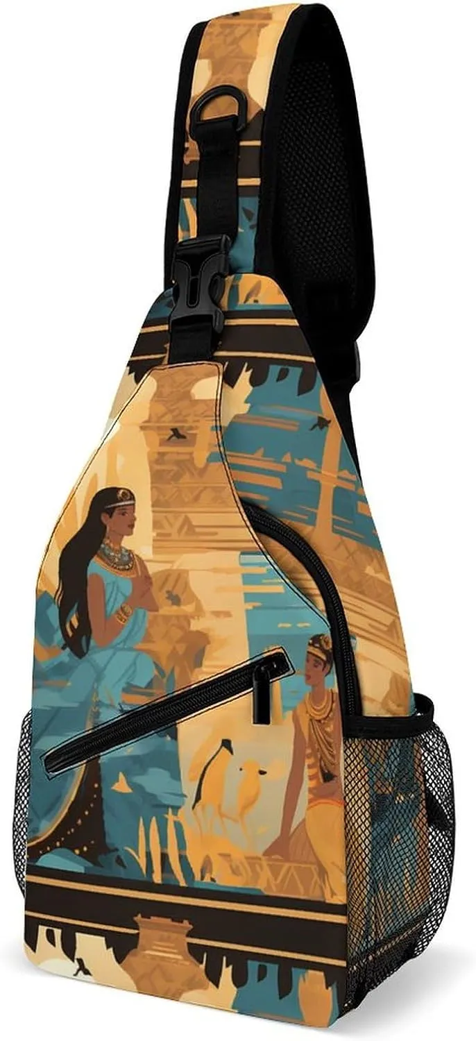 Posters Ancient Egyptian Art and Culture Crossbody Sling Bag for Men Women Lightweight Chest Bag Sling Backpack for Hiking Travel