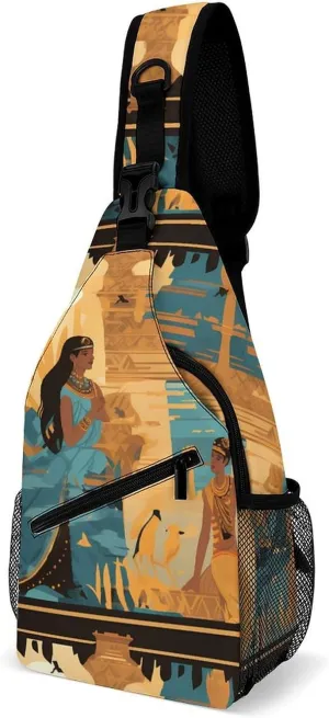 Posters Ancient Egyptian Art and Culture Crossbody Sling Bag for Men Women Lightweight Chest Bag Sling Backpack for Hiking Travel