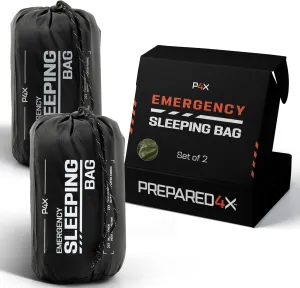 Prepared4X Emergency Sleeping Bag for Survival - Thermal Emergency Bivy Sack for Backpacking, Camping, Hiking - Lightweight, Compact & Heavy-Duty Waterproof Survival Tarp or Bivvy Tent