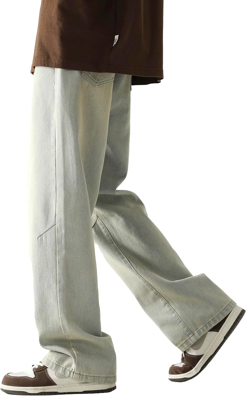 PRIJOUHE Mens Loose Fit Jeans Elastic Waist Wide Leg Baggy Jean Cargo Pants Trousers