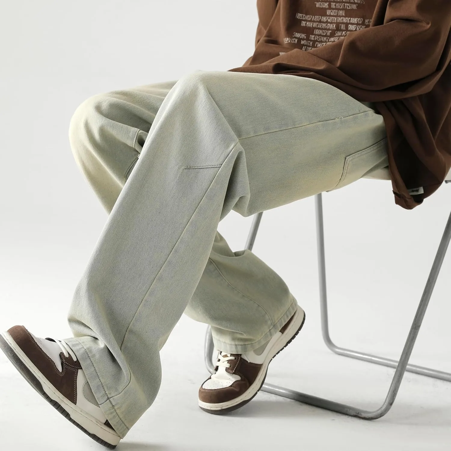 PRIJOUHE Mens Loose Fit Jeans Elastic Waist Wide Leg Baggy Jean Cargo Pants Trousers