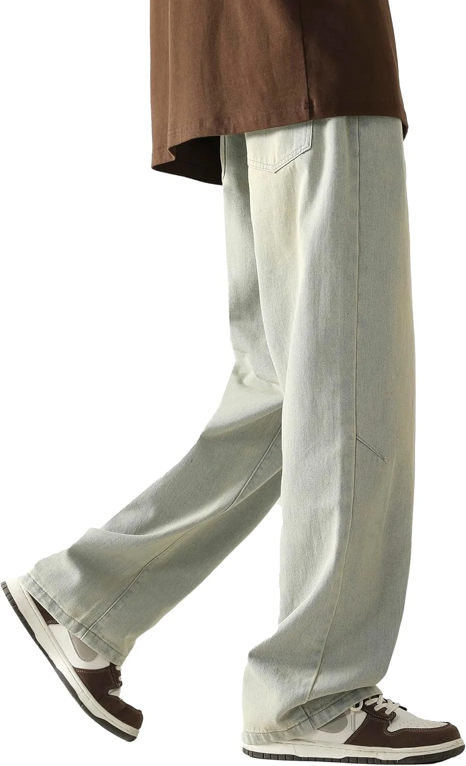 PRIJOUHE Mens Loose Fit Jeans Elastic Waist Wide Leg Baggy Jean Cargo Pants Trousers