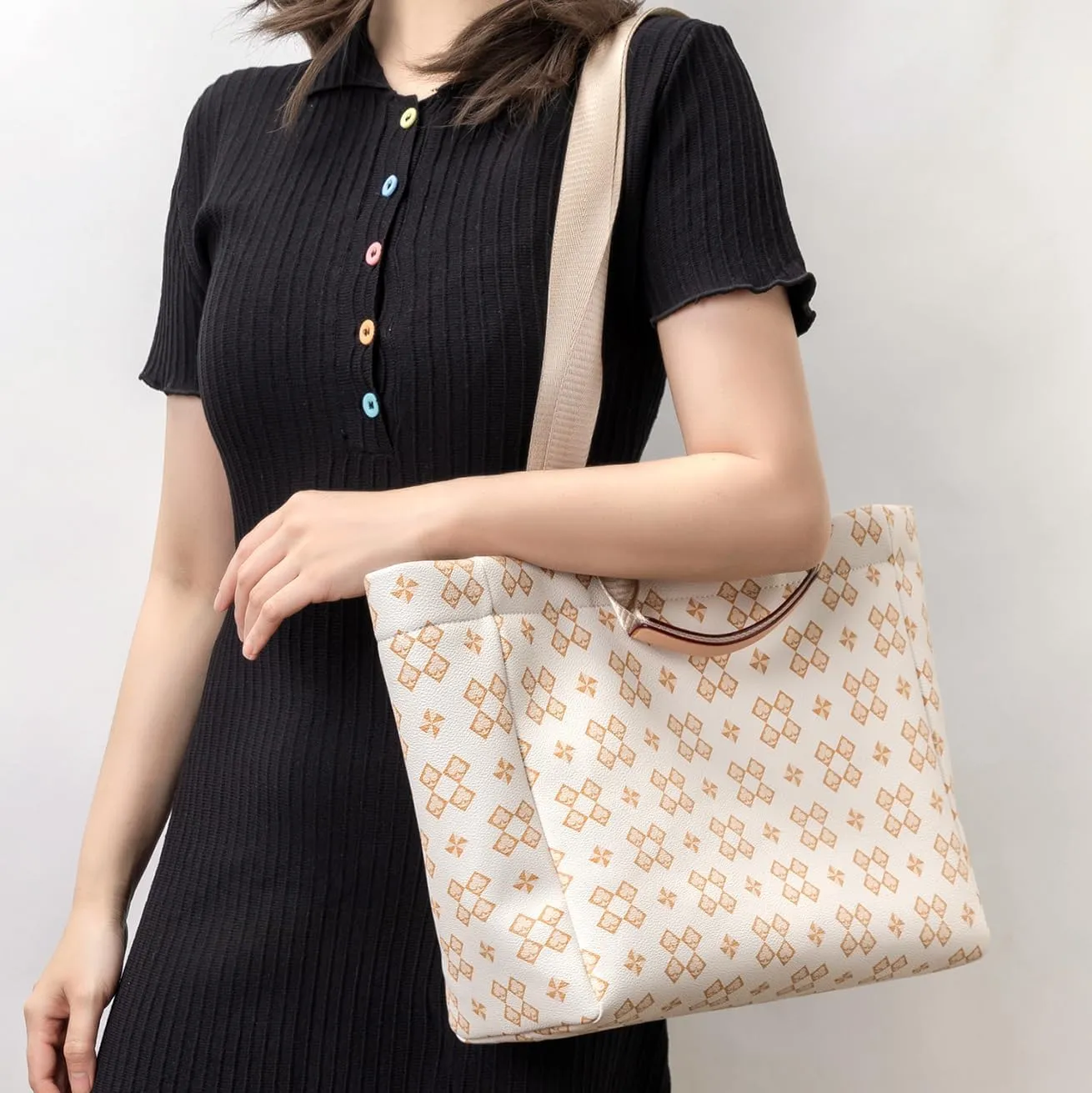 Print Tote Bags for Women Designer Fashion Purses Top Handle Shoulder Handbags 2pcs with Small Wallet