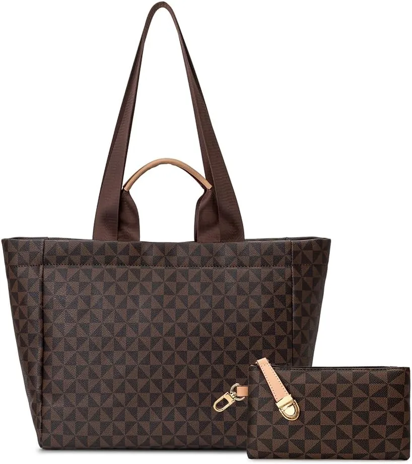 Print Tote Bags for Women Designer Fashion Purses Top Handle Shoulder Handbags 2pcs with Small Wallet
