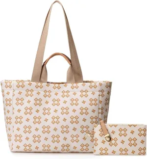 Print Tote Bags for Women Designer Fashion Purses Top Handle Shoulder Handbags 2pcs with Small Wallet