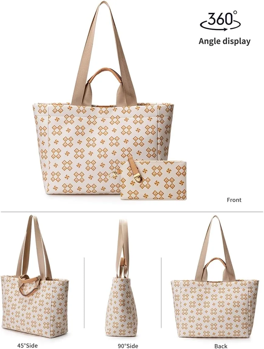 Print Tote Bags for Women Designer Fashion Purses Top Handle Shoulder Handbags 2pcs with Small Wallet