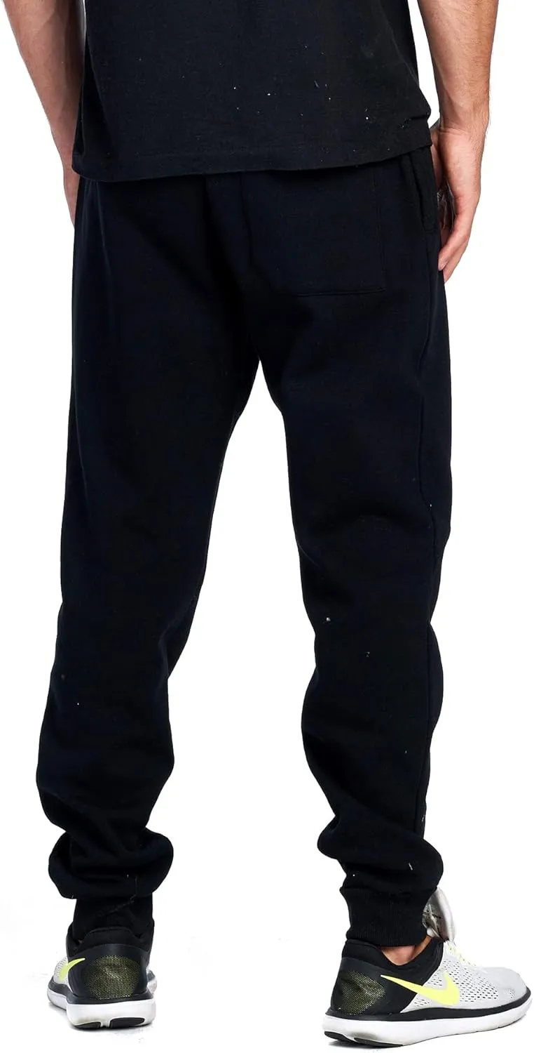 PROGO USA Men's Joggers Sweatpants Basic Fleece Marled Jogger Pant Elastic Waist