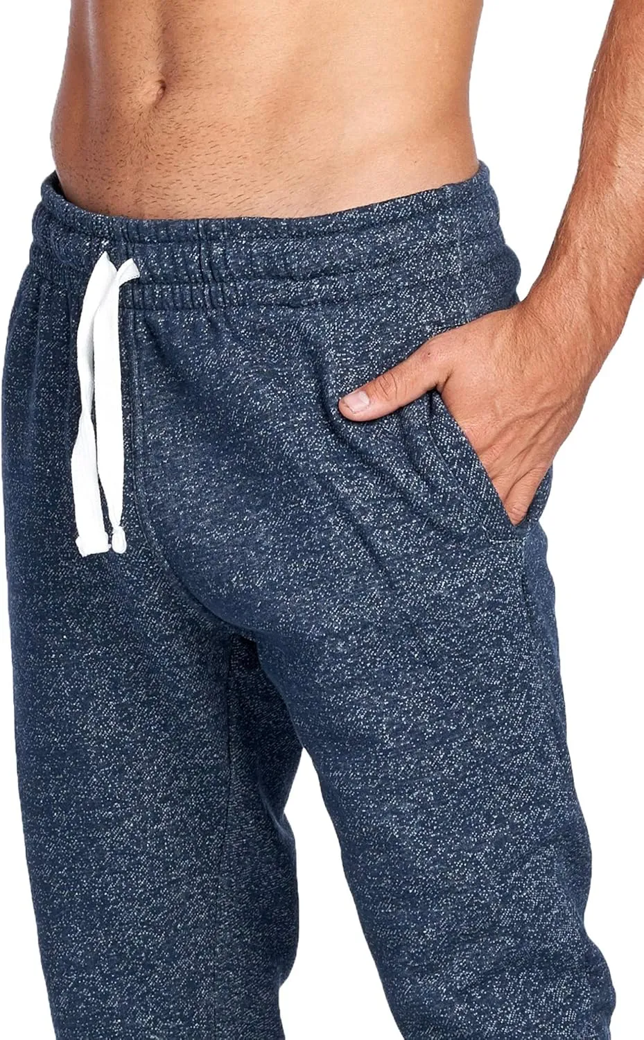 PROGO USA Men's Joggers Sweatpants Basic Fleece Marled Jogger Pant Elastic Waist