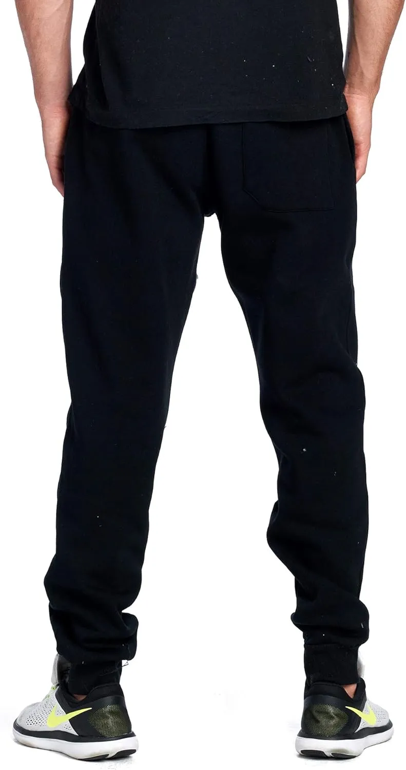 PROGO USA Men's Joggers Sweatpants Basic Fleece Marled Jogger Pant Elastic Waist