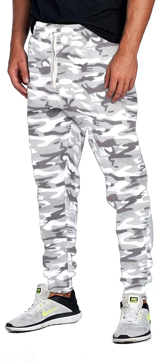 PROGO USA Men's Joggers Sweatpants Basic Fleece Marled Jogger Pant Elastic Waist