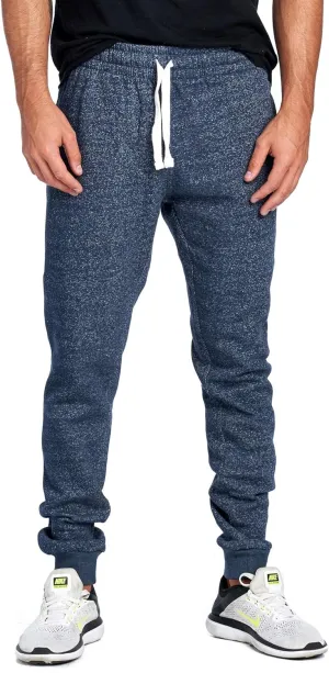 PROGO USA Men's Joggers Sweatpants Basic Fleece Marled Jogger Pant Elastic Waist