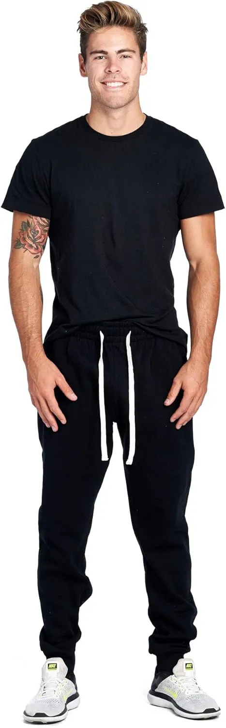 PROGO USA Men's Joggers Sweatpants Basic Fleece Marled Jogger Pant Elastic Waist