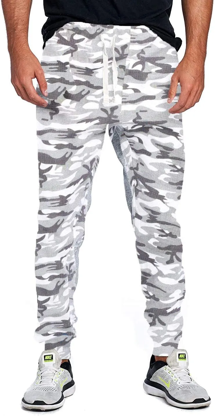 PROGO USA Men's Joggers Sweatpants Basic Fleece Marled Jogger Pant Elastic Waist