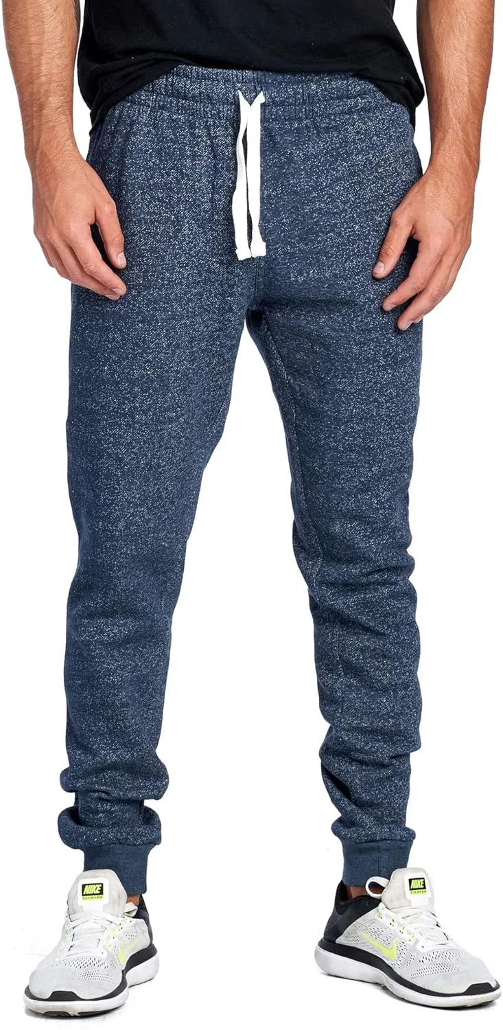 PROGO USA Men's Joggers Sweatpants Basic Fleece Marled Jogger Pant Elastic Waist