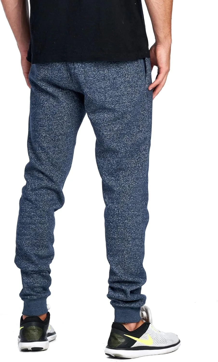 PROGO USA Men's Joggers Sweatpants Basic Fleece Marled Jogger Pant Elastic Waist