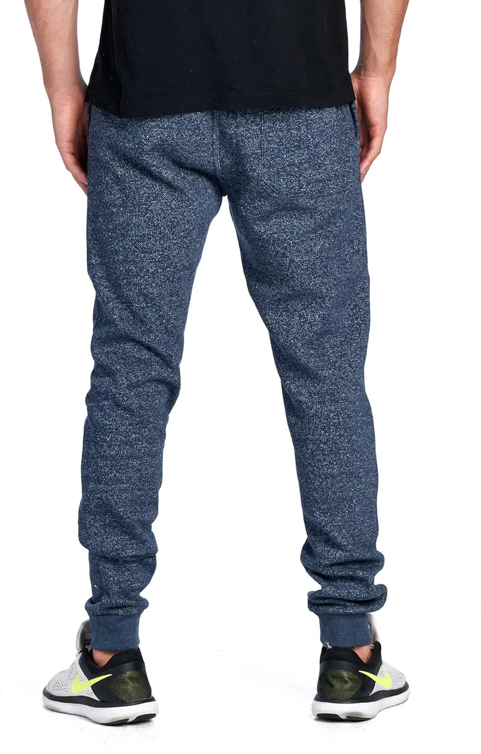 PROGO USA Men's Joggers Sweatpants Basic Fleece Marled Jogger Pant Elastic Waist