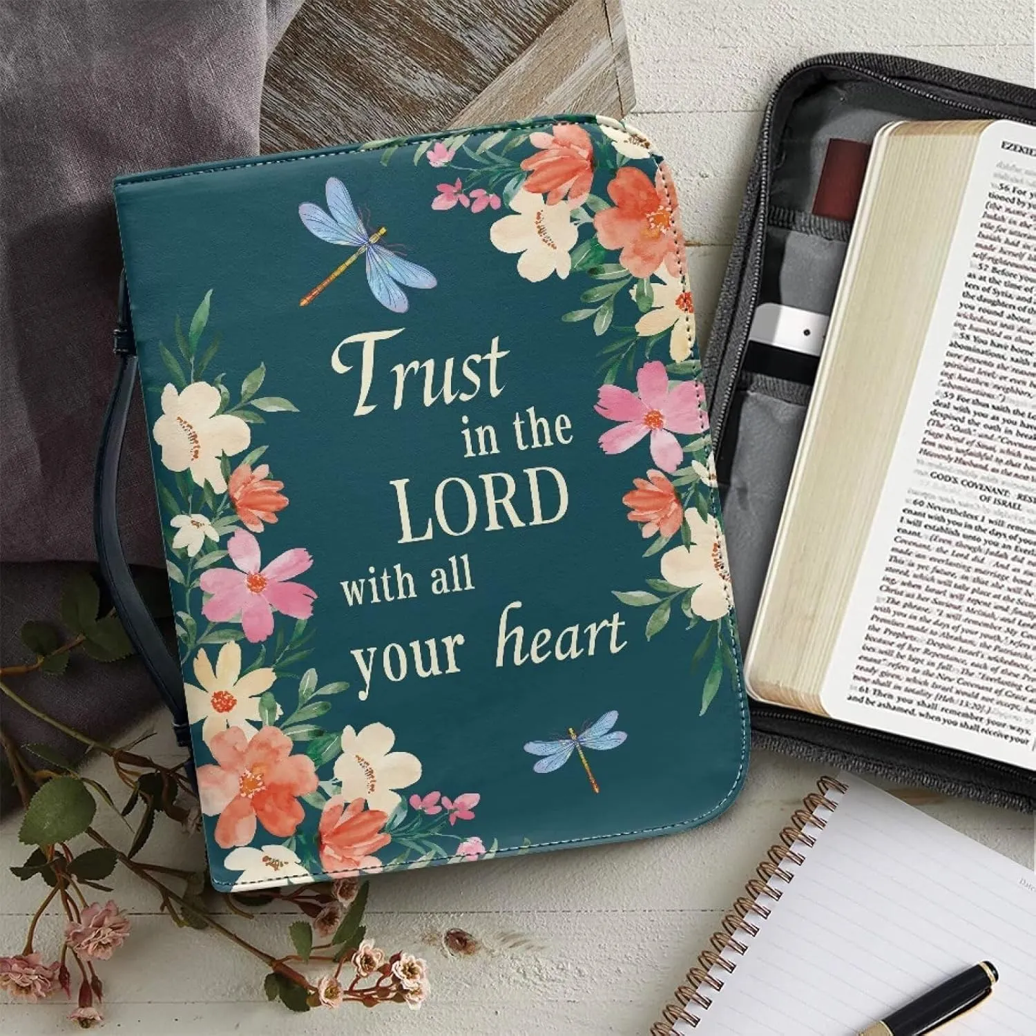 Pu Bible Cover for Women Portable Bible Bag and Totes with Internal Compartments