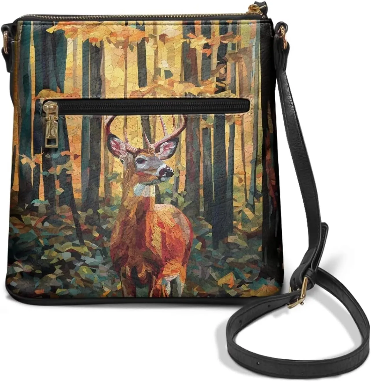 PU Crossbody Bags for Women Large Multiple Pockets Bag Fashion Sling Hobo Bag with Zipper for Working Shopping