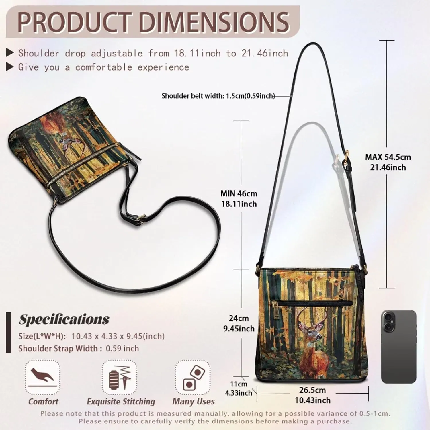 PU Crossbody Bags for Women Large Multiple Pockets Bag Fashion Sling Hobo Bag with Zipper for Working Shopping