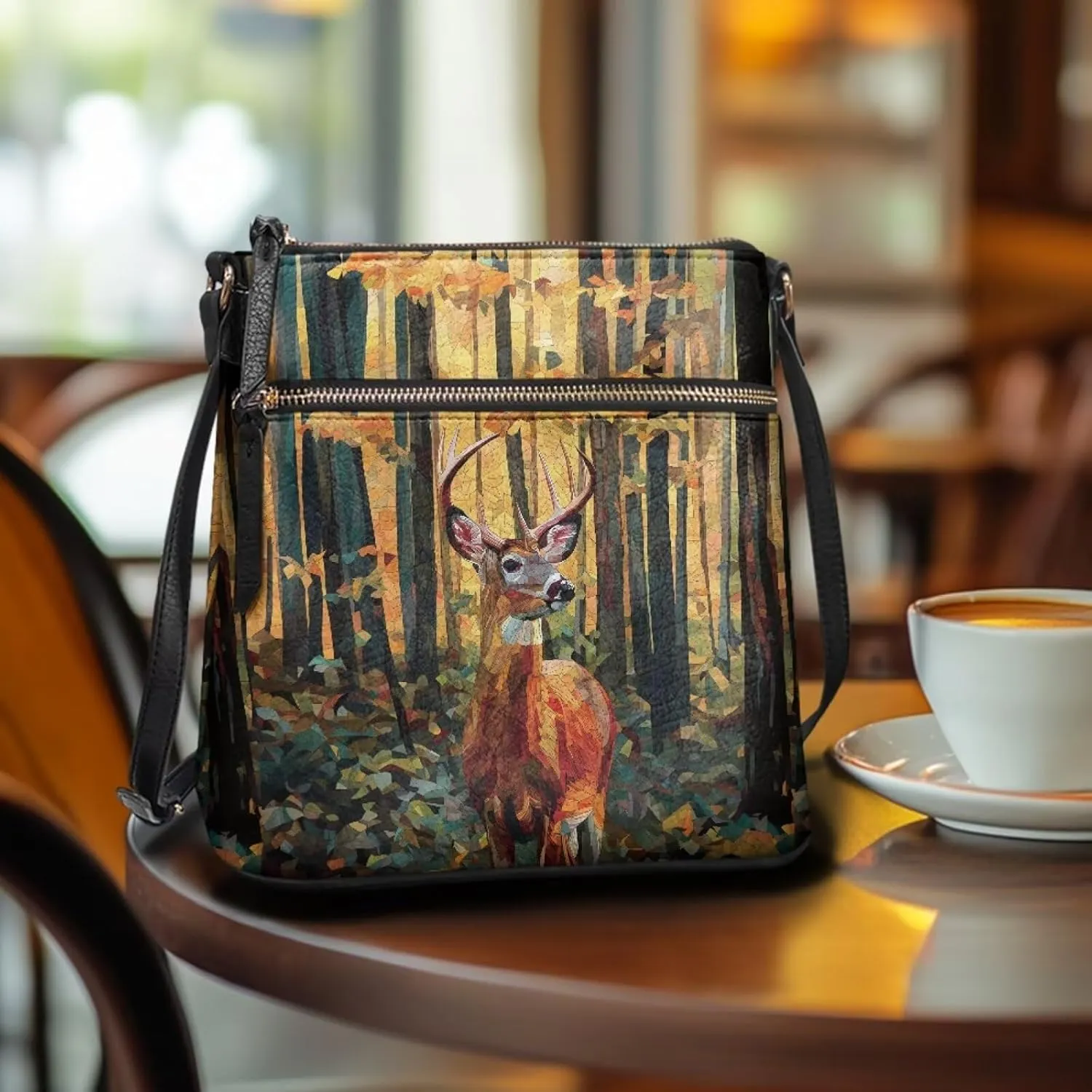 PU Crossbody Bags for Women Large Multiple Pockets Bag Fashion Sling Hobo Bag with Zipper for Working Shopping
