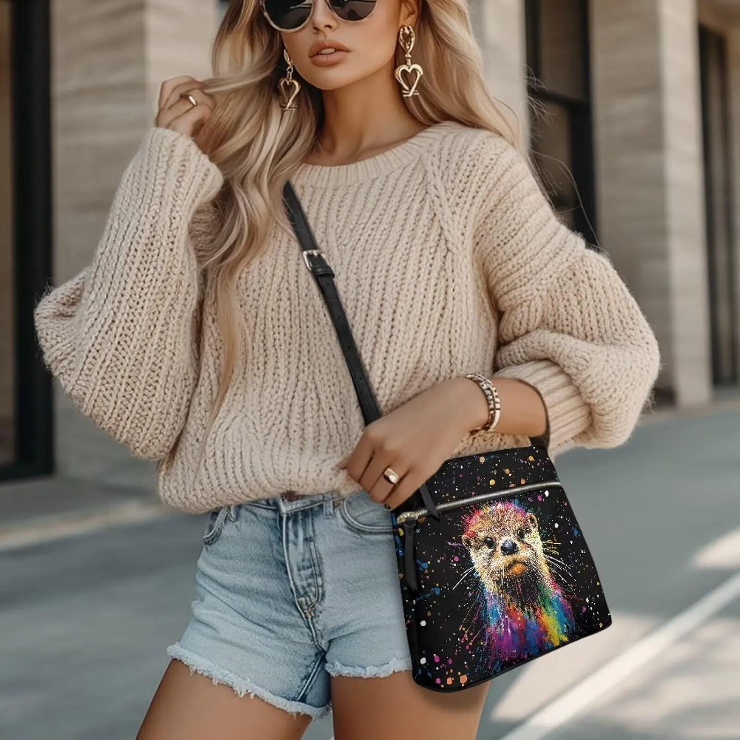 PU Crossbody Bags for Women Large Multiple Pockets Bag Fashion Sling Hobo Bag with Zipper for Working Shopping
