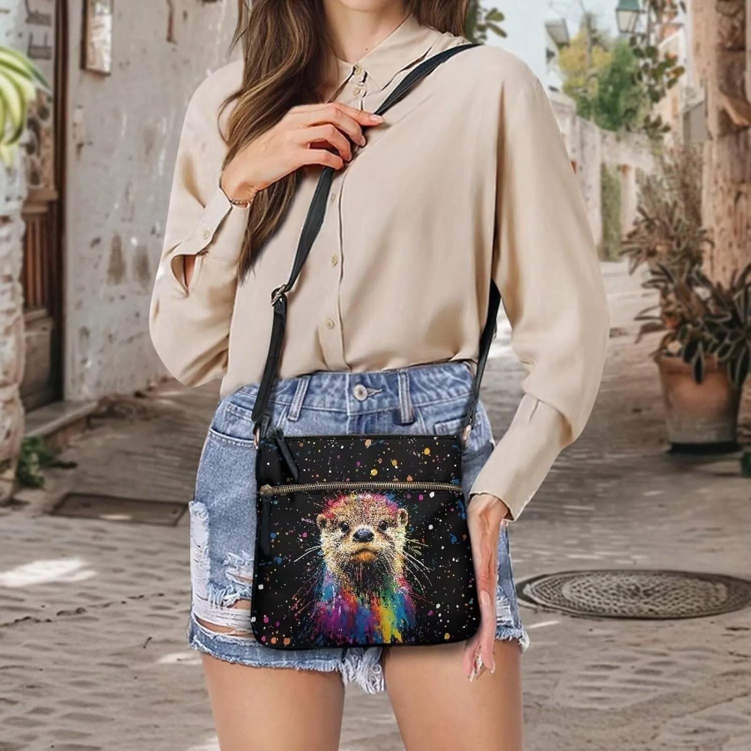 PU Crossbody Bags for Women Large Multiple Pockets Bag Fashion Sling Hobo Bag with Zipper for Working Shopping