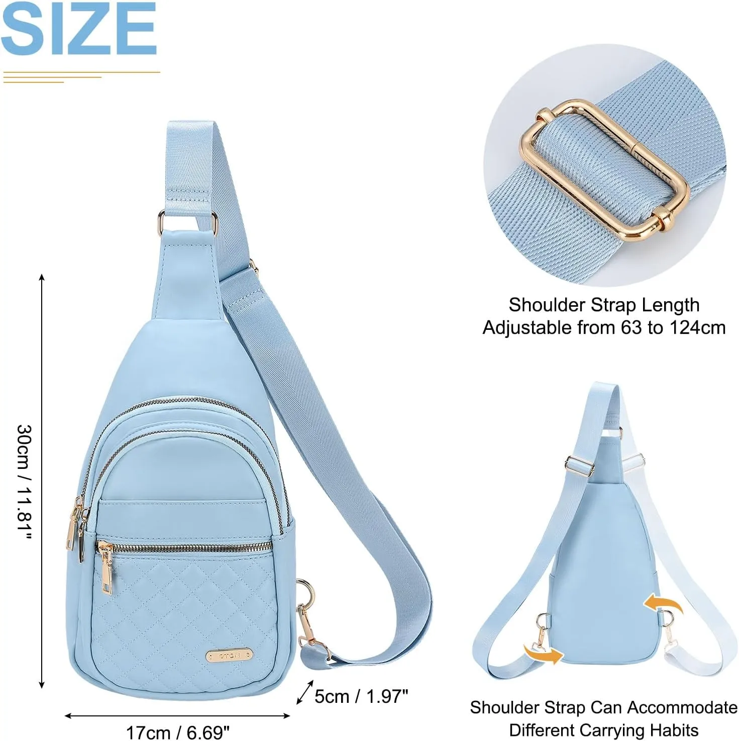 PU Leather Small Sling Bag Mini Crossbody Backpack Daypack - 7.9" Good for Hiking Travel Running Cycling Sports - Blue