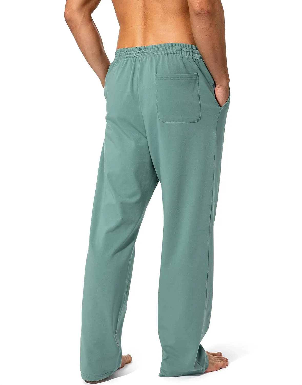 Pudolla Men's Cotton Yoga Sweatpants Athletic Lounge Pants Open Bottom Casual Jersey Pants for Men with Pockets