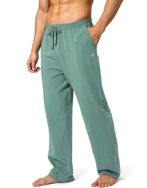 Pudolla Men's Cotton Yoga Sweatpants Athletic Lounge Pants Open Bottom Casual Jersey Pants for Men with Pockets