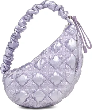 Puffer Quilted Crossbody Bags for Women Small Shoulder Bag Handbag Crescent Purse with Adjustable Strap