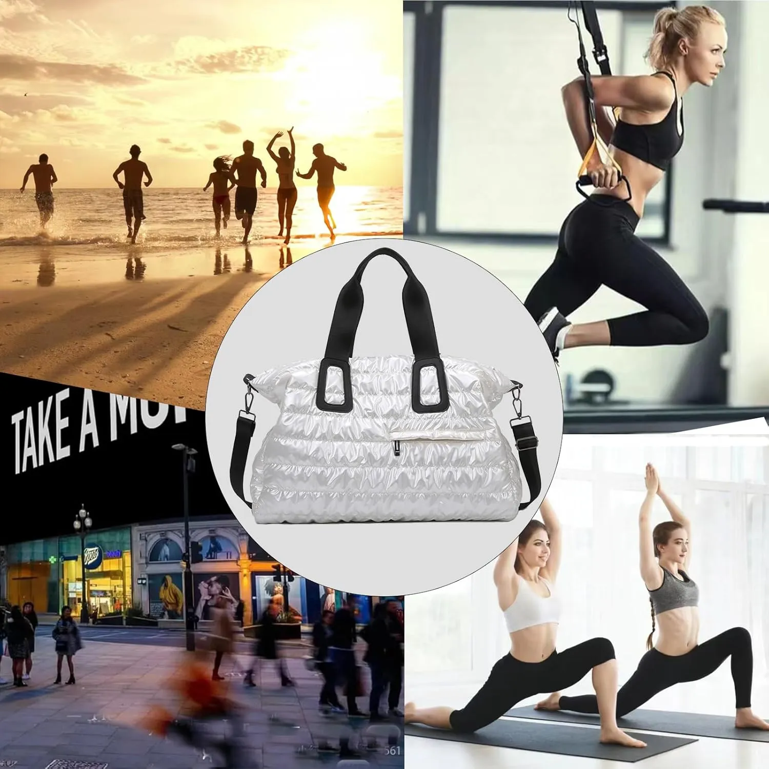 Puffer Tote Bag for Women Large Quilted Puffy Handbag Lightweight Down Cotton Filled Shoulder Crossbody Hobo Bag