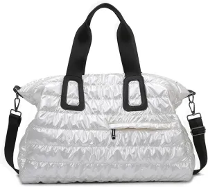 Puffer Tote Bag for Women Large Quilted Puffy Handbag Lightweight Down Cotton Filled Shoulder Crossbody Hobo Bag
