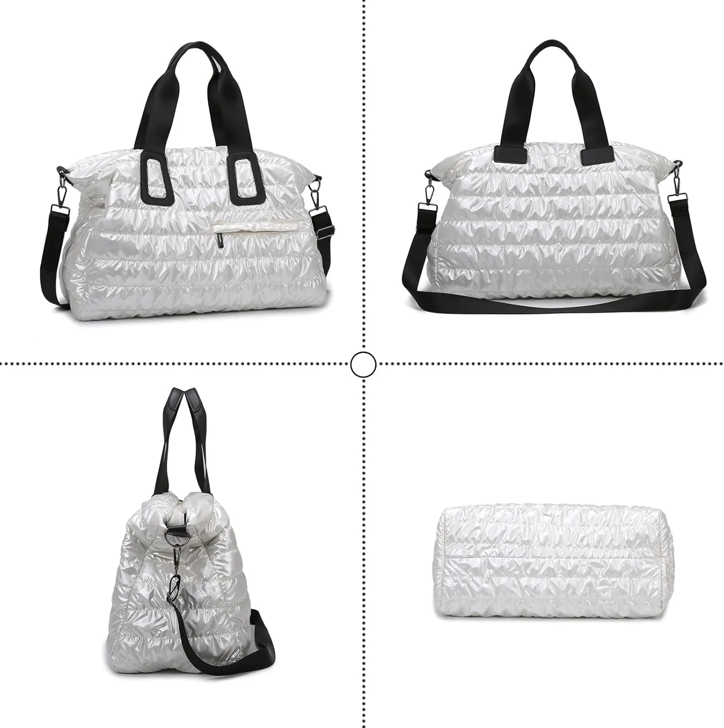 Puffer Tote Bag for Women Large Quilted Puffy Handbag Lightweight Down Cotton Filled Shoulder Crossbody Hobo Bag