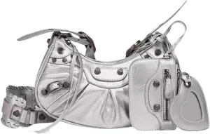 Punk Shoulder Messenger Bag, Small Cute Half-Moon Bag Y2K Purse for women Crossbody Purse with Heart Mirror