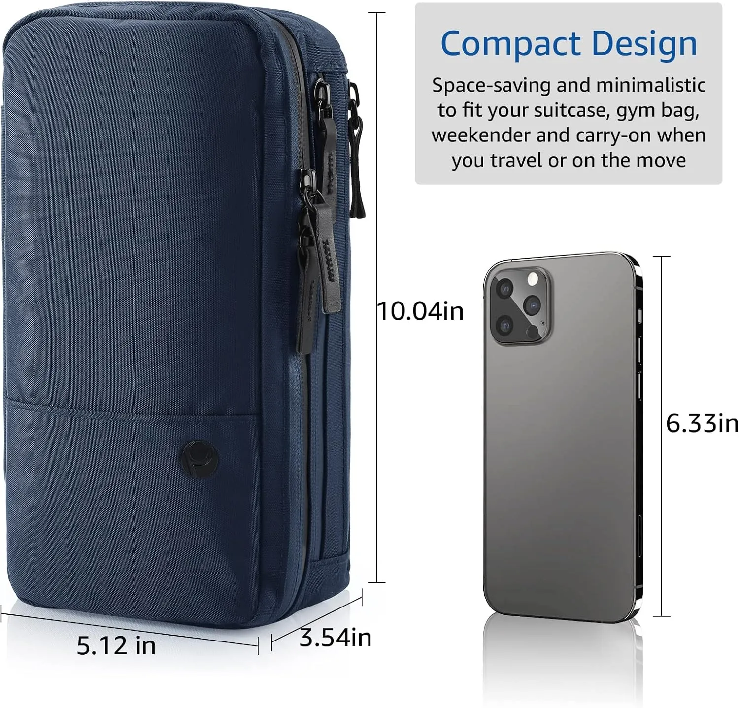 Purevave Compact Mens Toiletry Travel Bag Hanging, Mens Dopp Kit for Travel Waterproof, Wash Pouch Blue